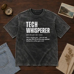 Original Tech Whisperer Definition Funny IT Support Quote Washed T-Shirt