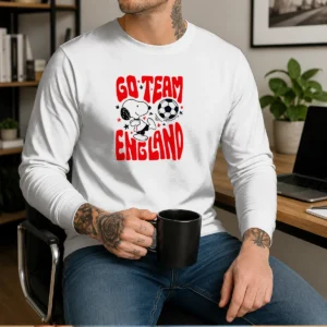 Premium Snoopy England Go Team England World Cup 2026 long sleeve shirt featuring Snoopy in England colors