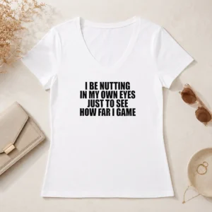 Awesome I Be Nutting In My Own Eyes Just To See How Far I Game V-Neck Shirt