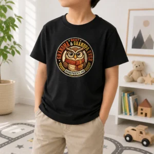 Nice Grandparents Day Best Grandma Grandpa Mascot Badge Kids T-Shirt