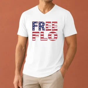 Top Patriotic USA Flag Stars And Stripes Typography V Neck Shirt in red, white, and blue colors with a comfortable fit
