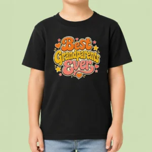 Pretty Best Grandparents Ever Groovy Retro Kids T Shirt in colorful retro style on a children's cotton tee