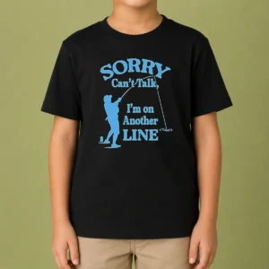 Pretty Hot Sorry Can'T Talk I'M On Another Line Fishing Retro Kids T-Shirt