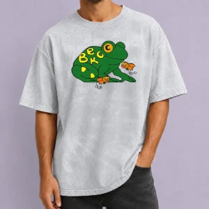Funny Beck Frog With Flies Alternative Rock Indie Music Washed T-Shirt