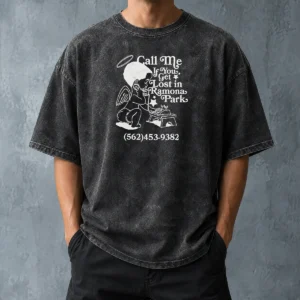 Nice Call Me If You Get Lost In Ramona Park Washed T Shirt displayed on a soft washed cotton tee