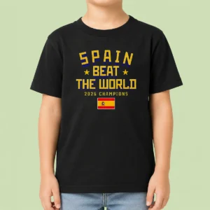 Pretty Spain Beat The World 2026 Champions Soccer Kids T-Shirt