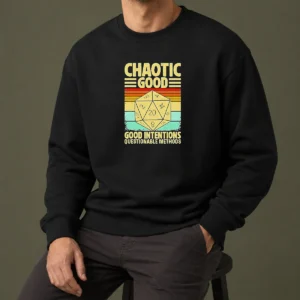 Nice Chaotic Good D20 Retro Stripes Sweater