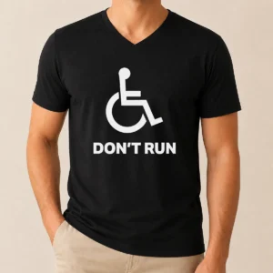Pretty These Colors Don'T Run Disability Awareness V Neck Shirt in dark color showing front graphic and short sleeves