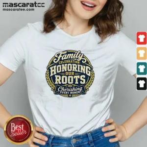 Pretty Family Celebration Gratitude Mascot Badge V-Neck Shirt