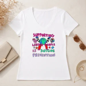 Original Supporting LGBTQ People Is Suicide Prevention V-Neck Shirt