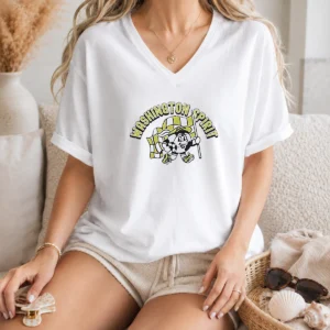 Pretty Washington Spirit Mascot Soccer Ball Character V-Neck Shirt