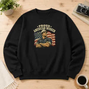 Premium Labour Day Proud American Worker Retro Distressed Sweater