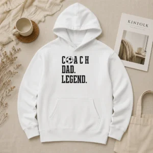Official Coach Dad Legend Soccer Ball Typography Hoodie