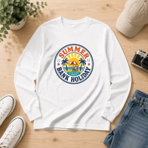 Pretty Vintage Badge Summer Bank Holiday Relax Enjoy Unwind Long Sleeve Shirt