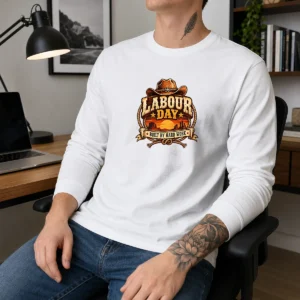 Pretty Labour Day Built By Hard Work Desert Sunset Cowboy Long Sleeve Shirt