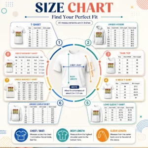 Size chart for Hot Grandparents Day Appreciation Gift Family Love with measurements in inches and cm