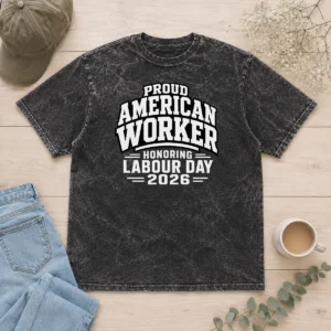 Awesome Hot Labour Day Proud American Worker Silhouette (2) Washed T-Shirt