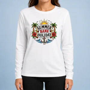 Pretty Premium Traditional Tattoo Summer Bank Holiday Anchor Hibiscus Long Sleeve Shirt