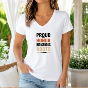 Pretty Indigenous Peoples Day Pride Minimalist V-Neck Shirt