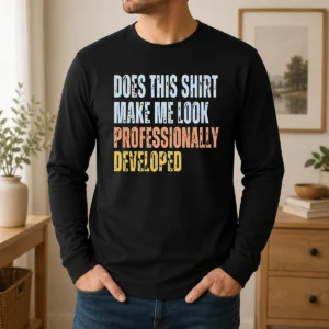 Hot Top Does This Shirt Make Me Look Professionally Developed Long Sleeve Shirt