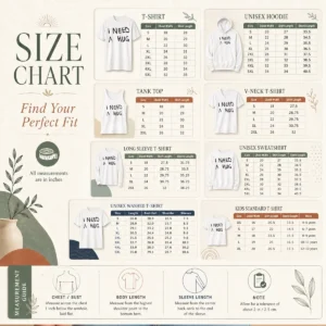 Size chart for Awesome I Need A Hug Cuddle Comfort Affection Mental Health with measurements in inches and cm to help choose the right fit