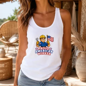Pretty Labour Day Proud American Worker Pixel (2) Tank Top