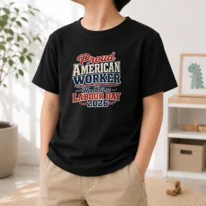 Nice Awesome Labour Day 2026 Proud American Worker Vintage Kids T-Shirt