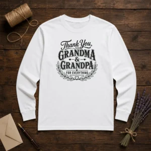 Awesome Grandparents Day Thank You With Line Art Typography Long Sleeve Shirt