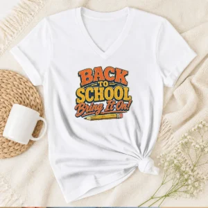 Happy Pretty Back To School Vintage Typography For Proud Students V-Neck Shirt