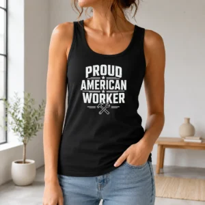 Premium Pretty Labour Day Proud American Worker Line Art Tank Top