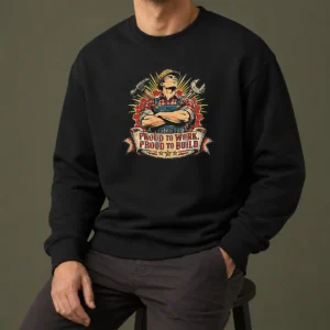 Premium Pretty Vintage Labour Day Proud Worker Graphic Sweater