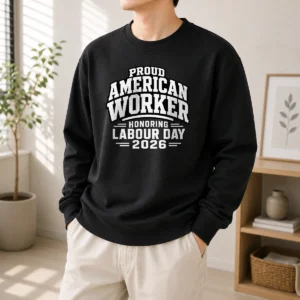 Hot Official Labour Day Proud American Worker Silhouette (2) Sweater