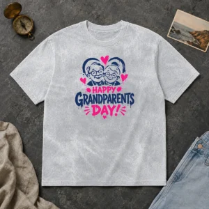 Hot Premium Happy Grandparents Day Grunge Paint Splatter Heart Washed T-Shirt