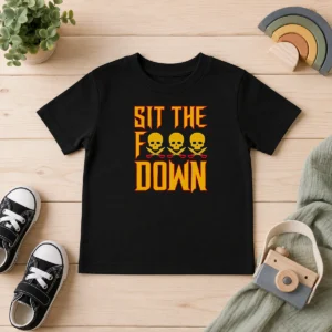 Hot Official Sit The F Down Pirate Skull Crossbones Kids T-Shirt