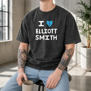 Funny I Heart Elliott Smith Indie Rock Singer Songwriter Washed T-Shirt
