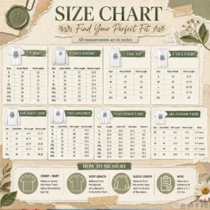 Size chart for Hot Premium Back To School Fully Charged Line Art with measurements in inches and cm to help choose the right fit