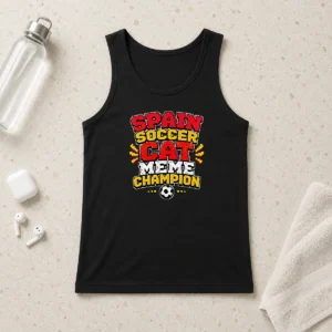 Nice Hot Spain Soccer Cat Meme Champion Pixel Tank Top