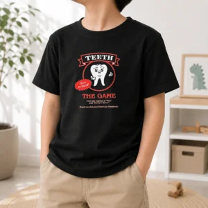 Nice Top Teeth The Game Pliers Included Horror Movie Parody Kids T-Shirt