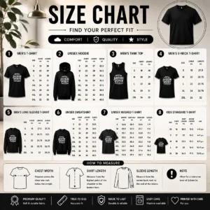 Size chart for Pretty Labour Day Proud American Worker Sketch with measurements in inches and cm to help choose the right fit