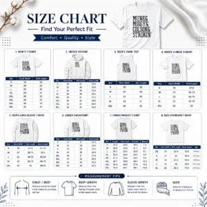 Size chart for Hot Pretty Mune Miggy Colson And Strokin' Detroit Tigers Players with measurements in inches and cm to help choose the right fit