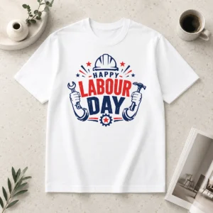 Happy Good Happy Labour Day Wrench Hammer Hard Hat Stars