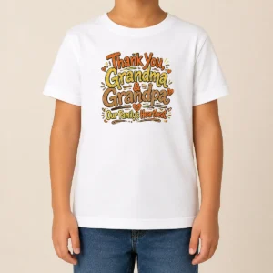 Official Funny Grandparents Day Thank You Heartbeat Doodle Kids T-Shirt