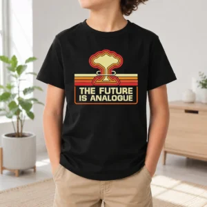 Funny Hot The Future Is Analogue Retro Nuclear Mushroom Cloud Kids T-Shirt