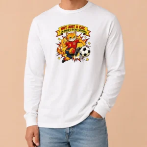 Hot Pretty Spain Soccer Cat Meme Comic Funny Football Humor Long Sleeve Shirt