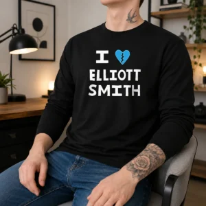 Funny I Heart Elliott Smith Indie Rock Singer Songwriter Long Sleeve Shirt