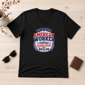 Happy Hot Labour Day Proud American Worker Vector For Holiday Gi V-Neck Shirt