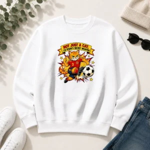 Awesome Spain Soccer Cat Meme Comic Funny Football Humor Sweater