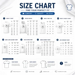 Size chart for Nice Cat I Hope This Email Finds You Before I Do with measurements in inches and cm to help choose the right fit