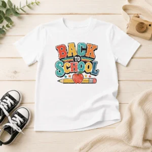 Nice Funny Retro Vintage Back To School Apple Pencil Kids T-Shirt