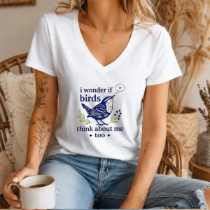 Good I Wonder If Birds Think About Me Too V-Neck Shirt